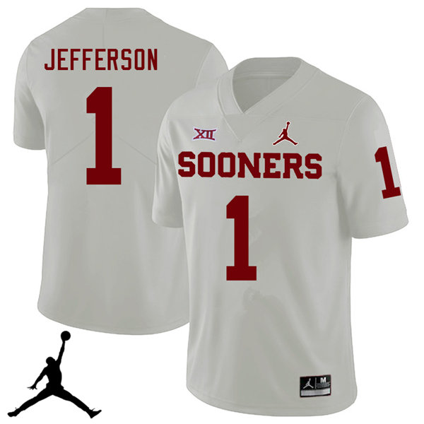 Jordan Brand Men #1 Tony Jefferson Oklahoma Sooners 2018 College Football Jerseys Sale-White